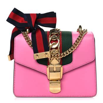 GUCCI Vitello Fontanella Web Mini Sylvie Chain 